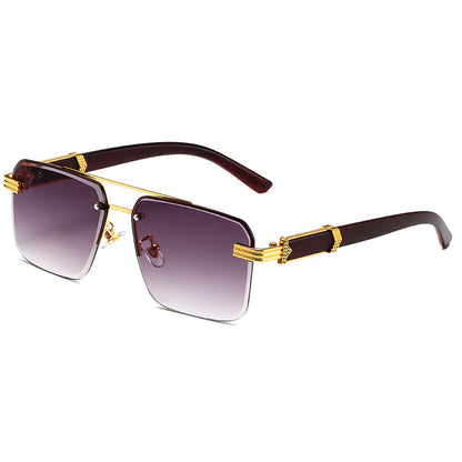 Semi-rimless Square Diamond Rimmed Sunglasses