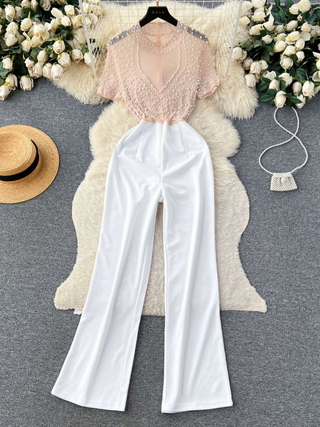 Fashion Sexy Wind Beaded Silm Accessible Luxury Jumpsuit