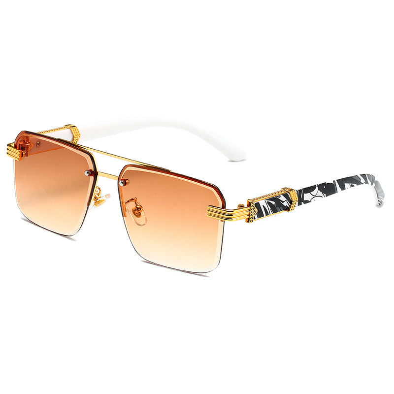 Semi-rimless Square Diamond Rimmed Sunglasses