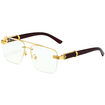 Semi-rimless Square Diamond Rimmed Sunglasses