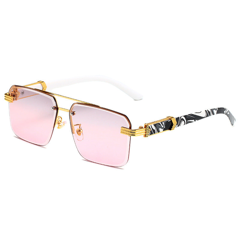 Semi-rimless Square Diamond Rimmed Sunglasses