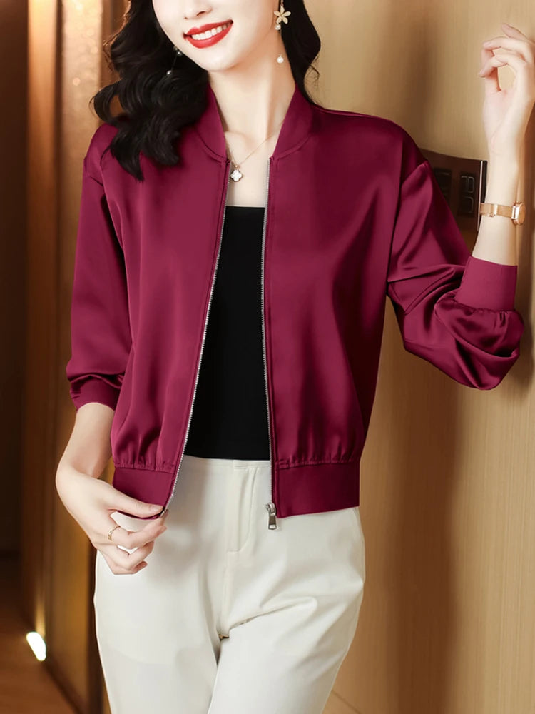 New Fashion Women Jacket 2024 Spring Long Sleeve Casual Bomber Thin Short Coats Woman Elegant Summer Sunscreen Outwear Tops