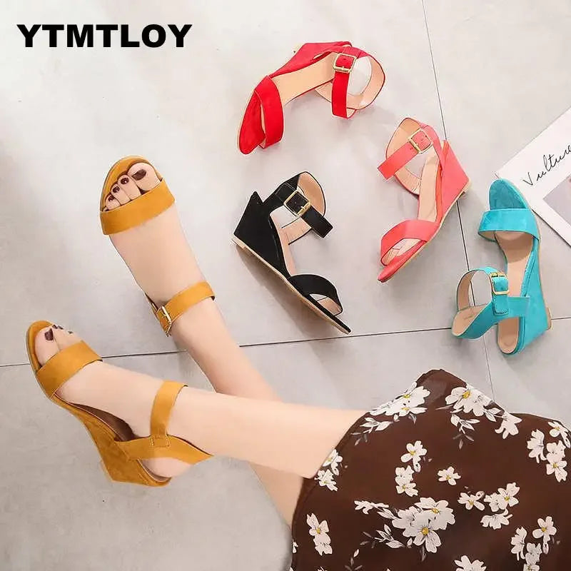 Plus Size 35-43 Women Sandals  Wedges Shoes For High Heels Summer 2024 Flip Flop Chaussures Femme Platform Yellow Sandals