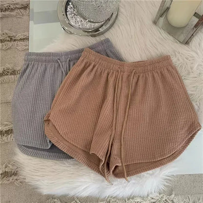 Women Shorts Summer High Elastic Lace Up Drawstring Sleep Bottoms Fitness Running Simple Home Safety Underwear Cool Comfortable