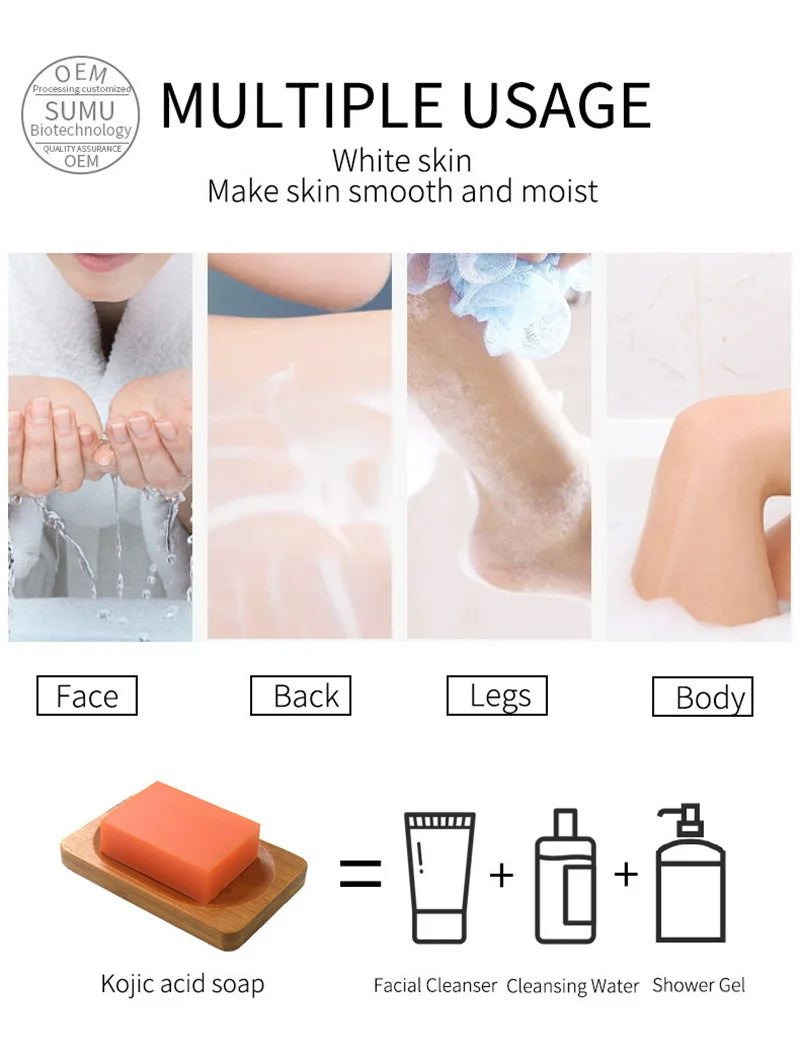 7D Handmade Kojic San Whitening Soap Skin Care Deep Cleaning Moisturizing Cleansing Essential Temperate Brighten Kojic Acid Soap