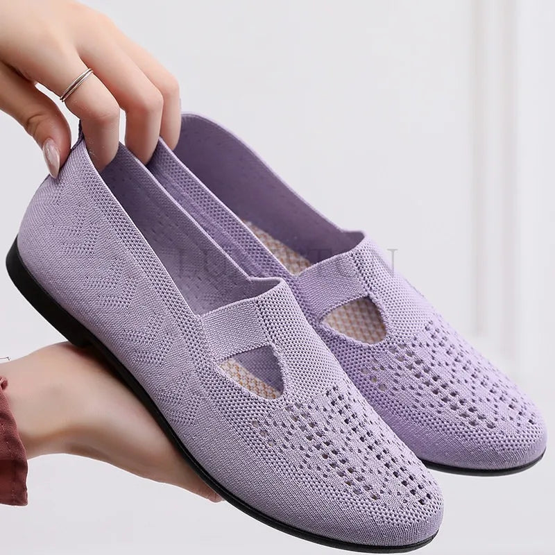 Women Vulcanized Shoes 2024 New Fashionable and Breathable Summer Flat Bottomed Casual Anti Slip Sports Comfortable Mesh Shoes