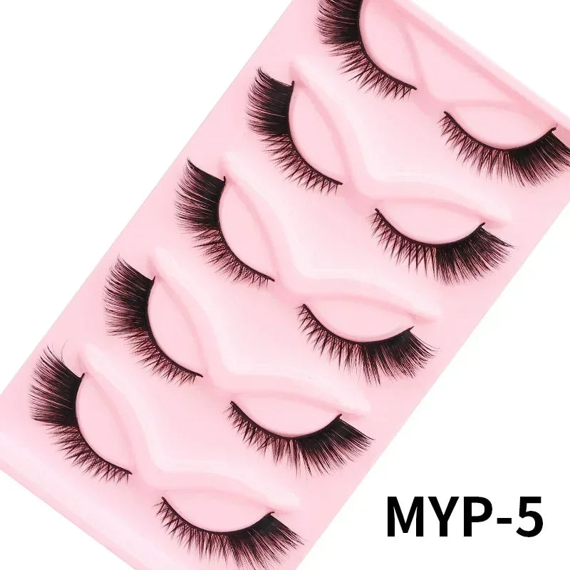 New Cat-Eye 3D Mink Eyelashes Curled Winged Natural Realistic Messy End Eye Elongated Thick False Eyelashes Soft Fake Eyelashes