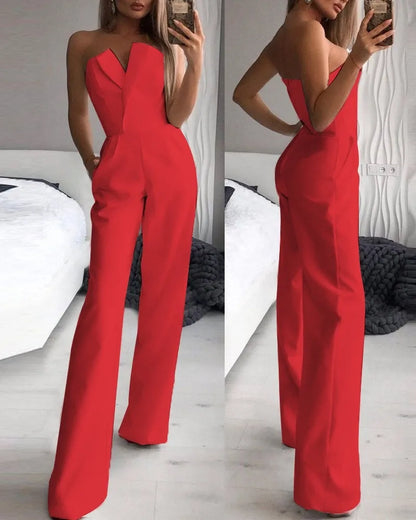 Summer Long Rompers Women Jumpsuit Elegant Strapless Summer Sleeveless Wide Leg Club Party Outfits Work 2024 White Overalls