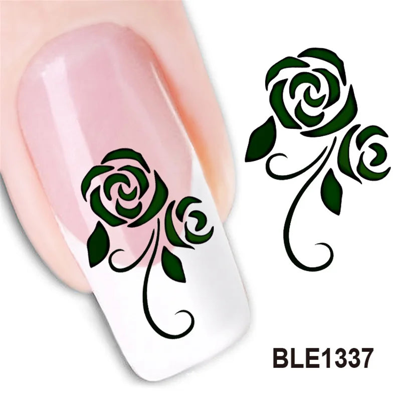 Waterproof Water Transfer Nails Art Sticker Beautiful Flower Design Girl And Women Manicure Tools Nail Wraps Decals Xf1013