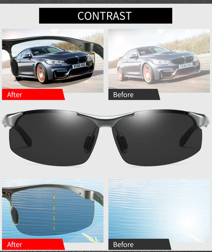 VEITHDIA Sunglasses Aluminum Men Polarized UV400 Lens Rectangle Rimless Driving Fishing Sun Glasses Sports Eyewear For Male 6535