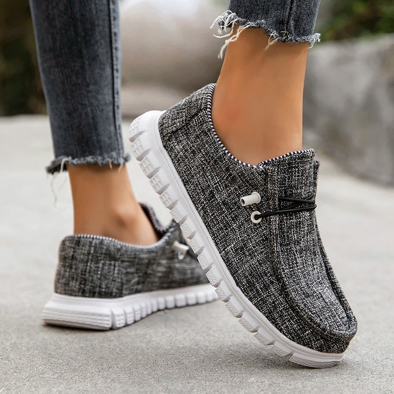 Casual Canvas Shoes for Women Ladies Loafers Breathable Slip-on Flats Female Vulcanized Shoes Driving  Walking Shoes