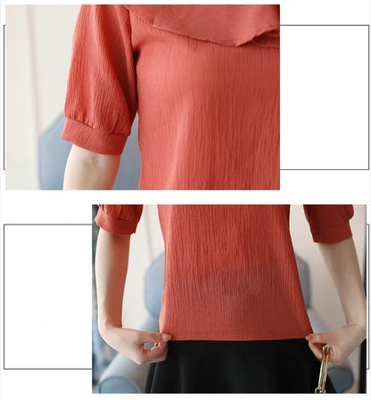 Short Sleeve Chiffon Blouse Off Shoulder Blouse Tops Womens Tops And Blouses B381