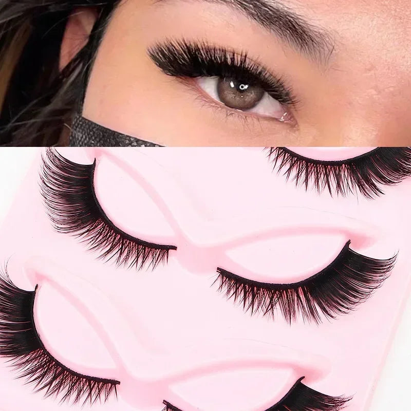 New Cat-Eye 3D Mink Eyelashes Curled Winged Natural Realistic Messy End Eye Elongated Thick False Eyelashes Soft Fake Eyelashes