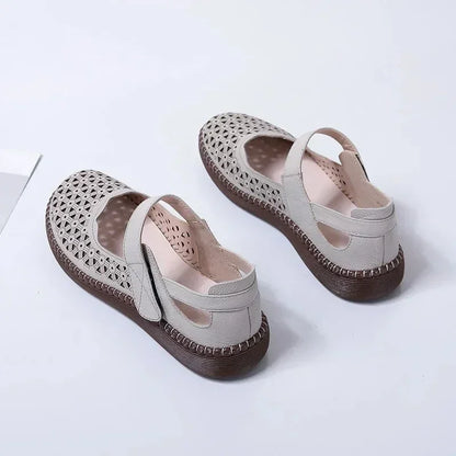 2023 Summer New Hollow Out Cool dance Women Fashion Breathable Casual Soft Sole Flat Heel Leather Single Shoes Drop Shipping