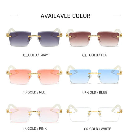 Luxury Brand Diamond Acetate Frame Square Sunglasses For Men Trendy Rimless Rectangle Sun Glasses Oculos De Sol Masculino