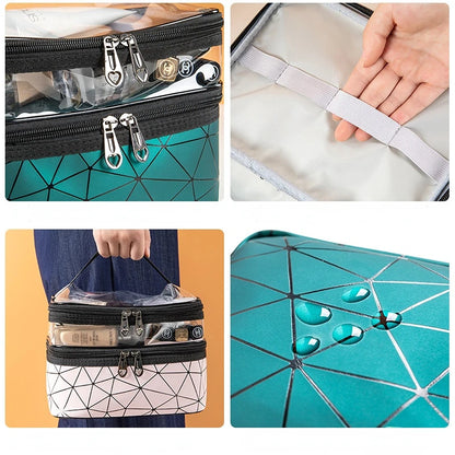 Multifunction Travel Clear Makeup Bag Fashion Diamond Cosmetic Bag Waterproof Females Storage Make Up Cases with Two Zippers