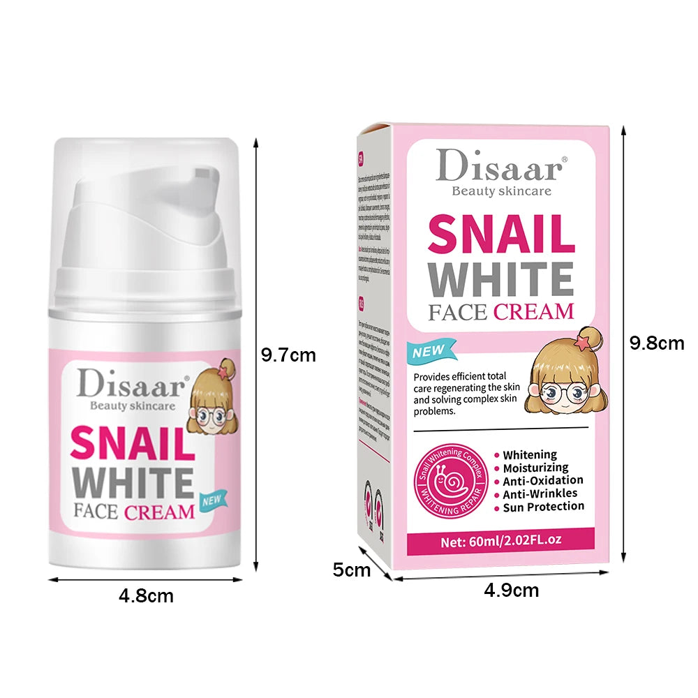 60ml Snail Collagen Face Day Cream Sun Protection Whiten Brighten Beauty Face Cream Anti-wrinkles Moisturizing Skincare Emulsion