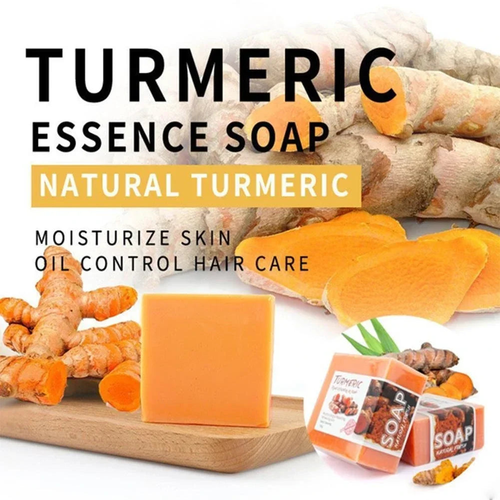 100g Turmeric Soap with Goat Milk &amp; Silk Protein Aloe Soap Ginger Soap Natural Sea Salt Essential Oil Whitening Soap Lemon Soap