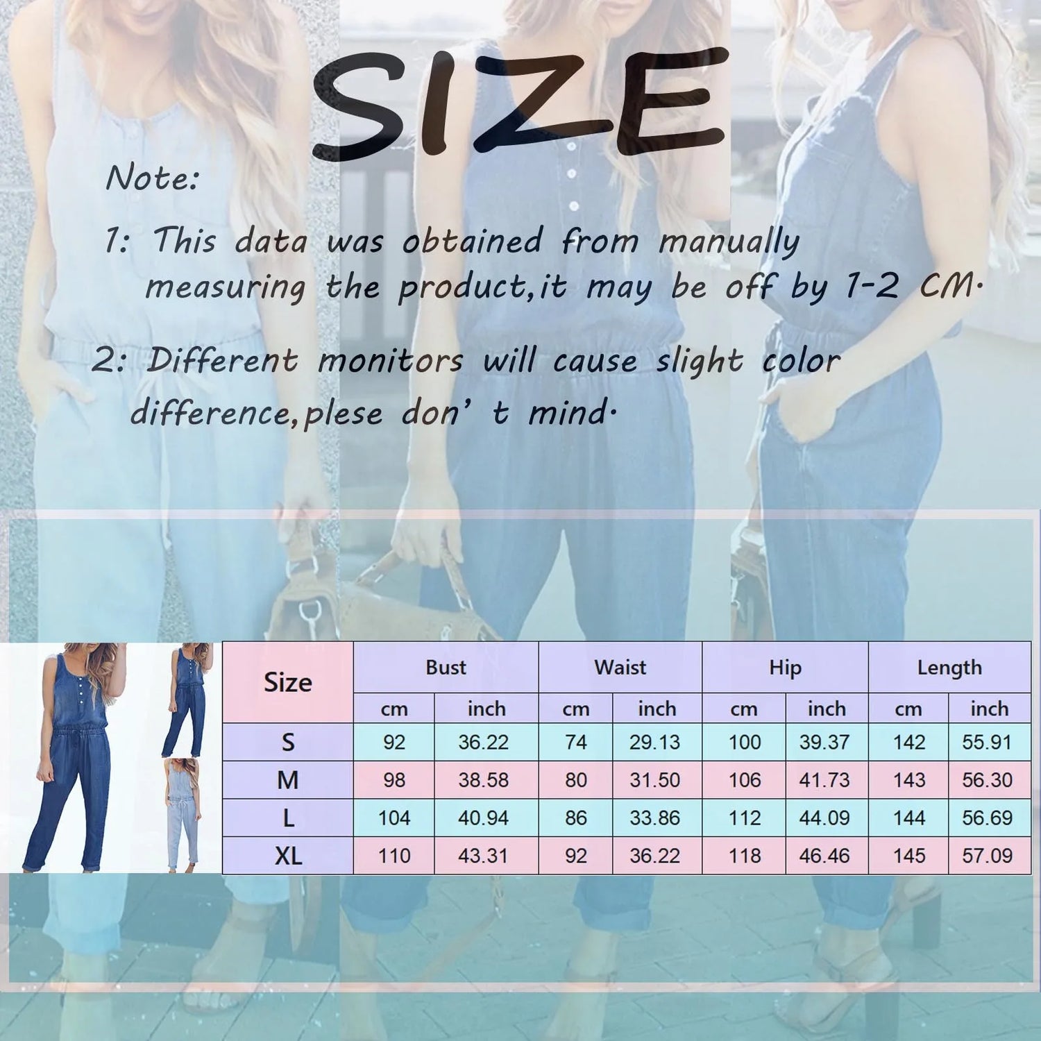 Women Casual Sleeveless Tank Jumpsuit Demin Jeans Beach Strappy Button Rompers With Pockets Jumpsuit Bodysuit Long Sleeve Women