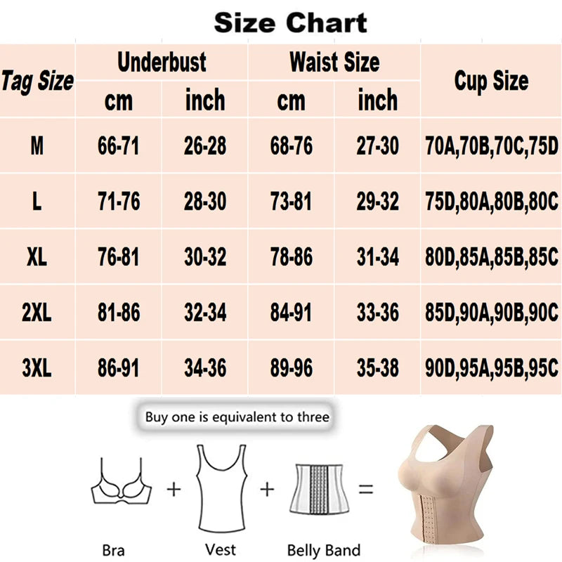 3-in-1 Waist Buttoned Bra Shapewear for Women Waist Shaper Women&