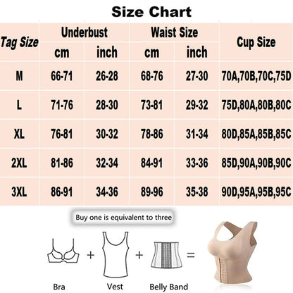 3-in-1 Waist Buttoned Bra Shapewear for Women Waist Shaper Women&