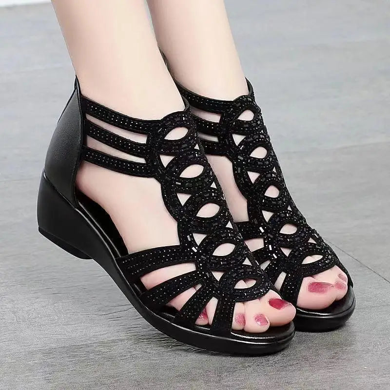 Real Soft Leather Roman Sandals Women&