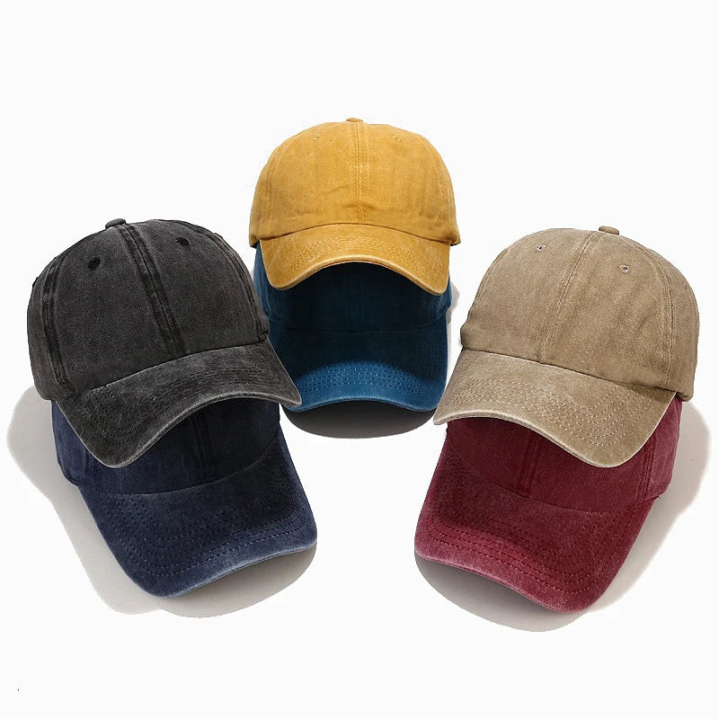 2024 New Spring Summer Cap Washed Cotton Baseball Cap Men Women Casual Adjustable Outdoor Trucker Hat Snapback Casquette