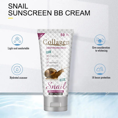 Snail Collagen Sunscreen BB Cream Refreshing  Sun Cream Moisturizing Long-lasting Skin Protective Sunblock