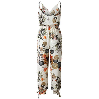 Female Jumpsuit for Women 2024 Summer Floral Print Jumpsuit Womens Trousers Bohemian Rompers Jumpsuit Long Pants Overalls Female