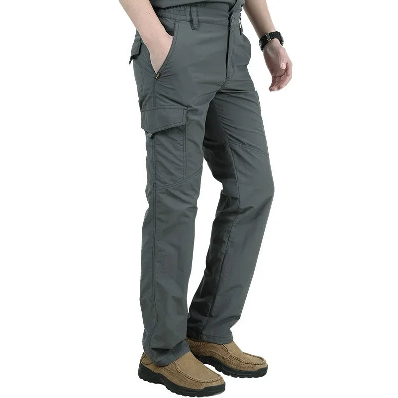 Quick Dry Casual Pants Men Summer Army Military thin Trousers Mens Tactical Cargo Pants Male lightweight Grey Blue Green