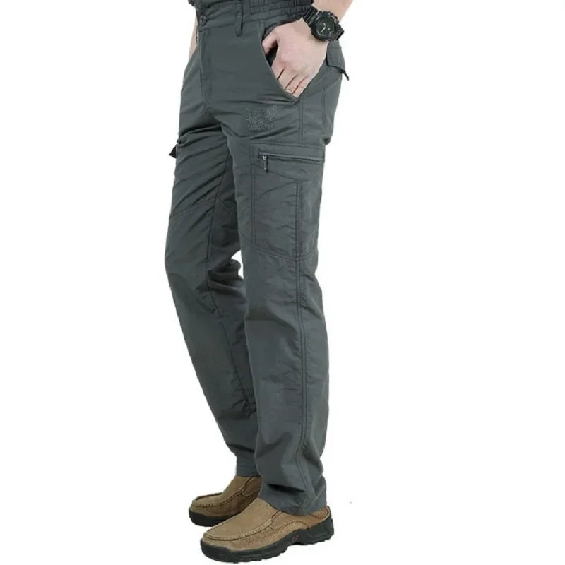 Quick Dry Casual Pants Men Summer Army Military thin Trousers Mens Tactical Cargo Pants Male lightweight Grey Blue Green