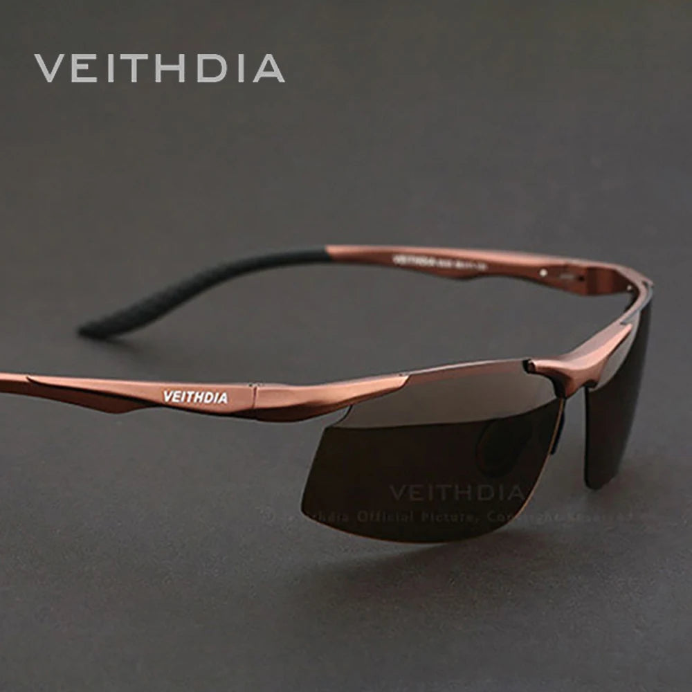 VEITHDIA Sunglasses Aluminum Men Polarized UV400 Lens Rectangle Rimless Driving Fishing Sun Glasses Sports Eyewear For Male 6535