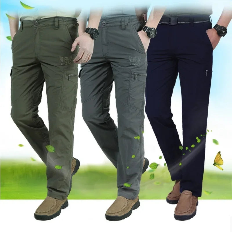 Quick Dry Casual Pants Men Summer Army Military thin Trousers Mens Tactical Cargo Pants Male lightweight Grey Blue Green