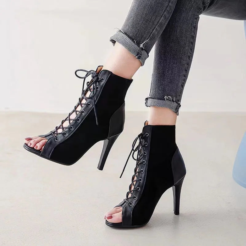 Sandals Hollow Mesh Heels Women&