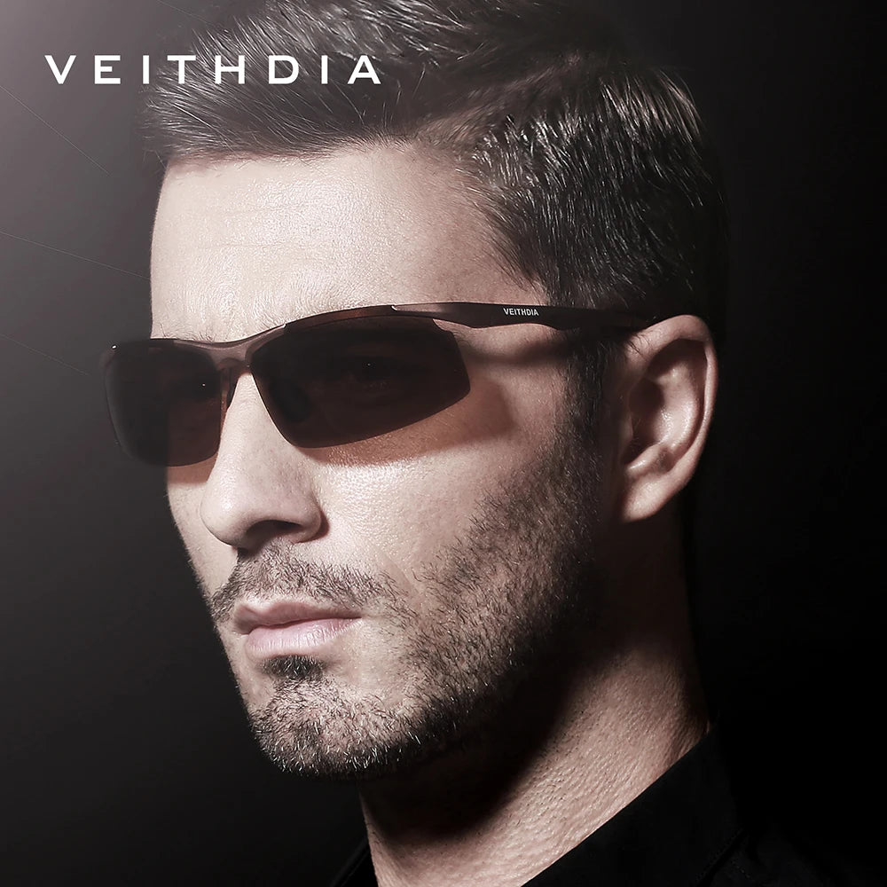 VEITHDIA Sunglasses Aluminum Men Polarized UV400 Lens Rectangle Rimless Driving Fishing Sun Glasses Sports Eyewear For Male 6535