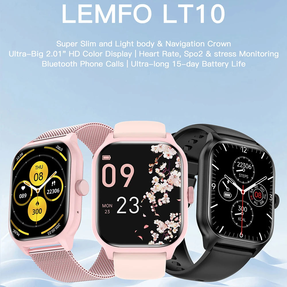 LEMFO LT10 Smart Watch Women Men 2024 Smartwatch Touch Dial Call Music Smartclock For Android IOS Fitness Tracker Sports Watches