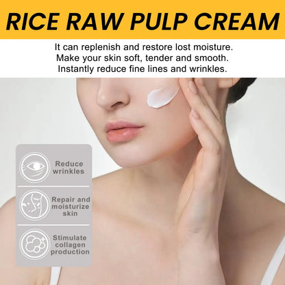 White Rice Whitening Cream Fade Fine Lines Improve Melanin Anti Acne Firming Pores Nourishing Repairing Rice Raw Pulp Face Cream