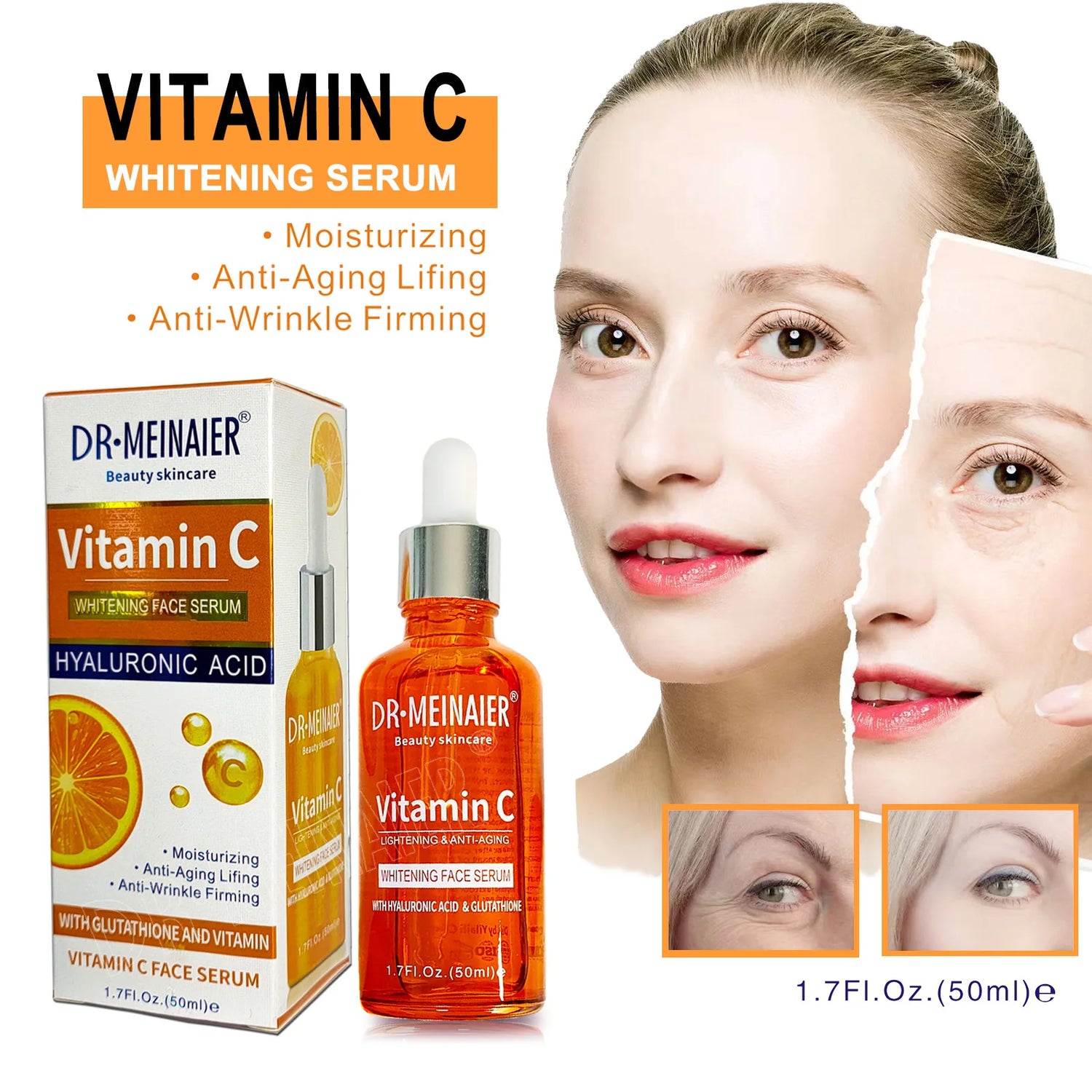 2pcs*50ml Vitamin Serum Original Face Dark Spot Whitening Brighten Moisturizing VC Essence For Stretch Mark korean skin care