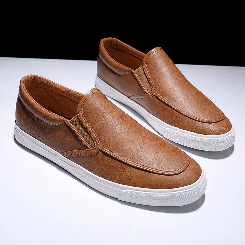 20212021Leisure Men Pu Leather Flats Shoes Slip On Outdoor Casual Shoes Low Top Lazy Shoes Non Slip Loafers Moccasins