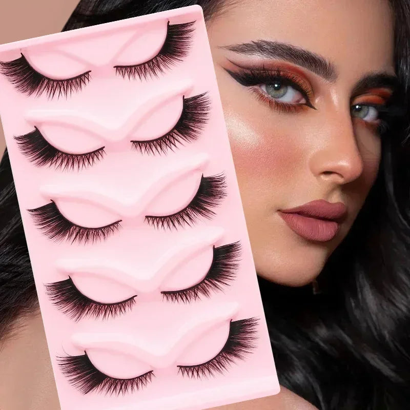 New Cat-Eye 3D Mink Eyelashes Curled Winged Natural Realistic Messy End Eye Elongated Thick False Eyelashes Soft Fake Eyelashes