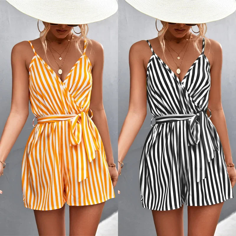 Summer Woman Playsuits Flowers Printed Sexy Off Shoulder Slim Romper Jumpsuit Women Short Sleeve Holiday Beach Playsuit