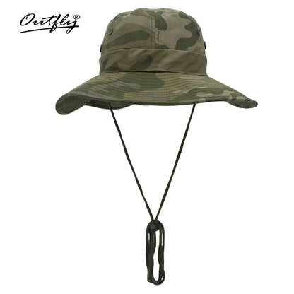 Outfly Summer Panama Hat Man Western Cowboy Hat Hunting Camouflage Bonnie Tactical Retro Hat Mountaineering  Camping Jungle Cap