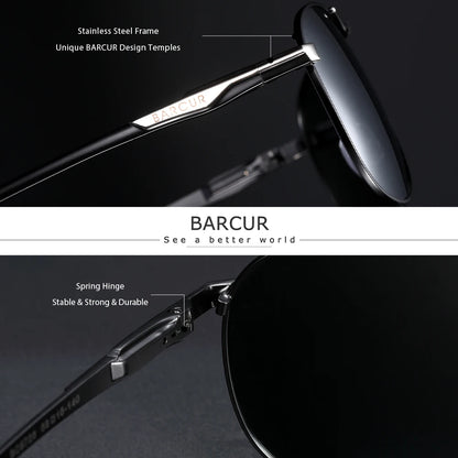 BARCUR High Quality Male Sunglasses Men Polarized Brand Design Sun Glasses Male Oculos Mens Sunglasses s8712 Brand designer