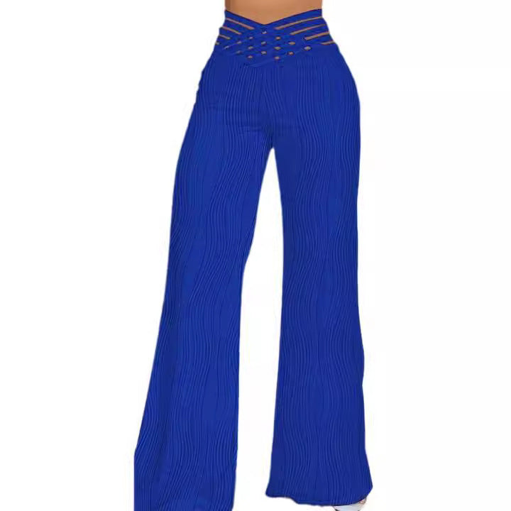 Jacquard Stretch Fabric Bootcut Pants Women