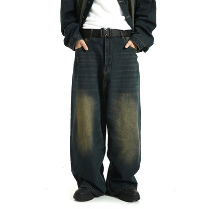 Vintage Straight Jeans Washed Distressed Loose Trousers