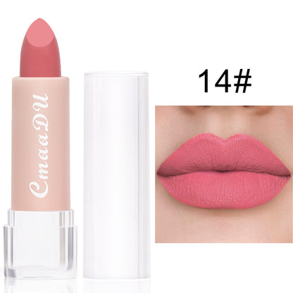 CmaaDu15 Color Matte Moisturizing Lipstick Waterproof Matte Lip Gloss